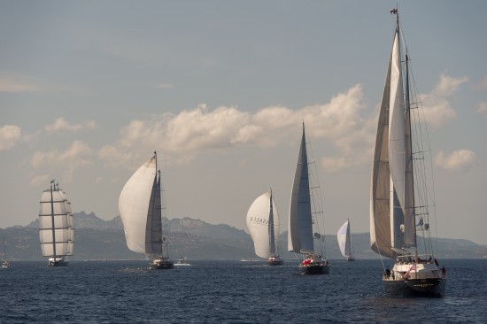The Perini Navi fleet racing on Day 1 from aboard Helios