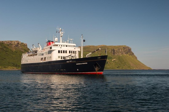 Hebridean Princess at anchor off Portree, Isle of Skye