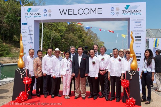 Deputy Prime Minister of Thailand for foreign affairs Tanasak Patimapragorn and other officials at the opening ceremony for the Thailand Yacht Show