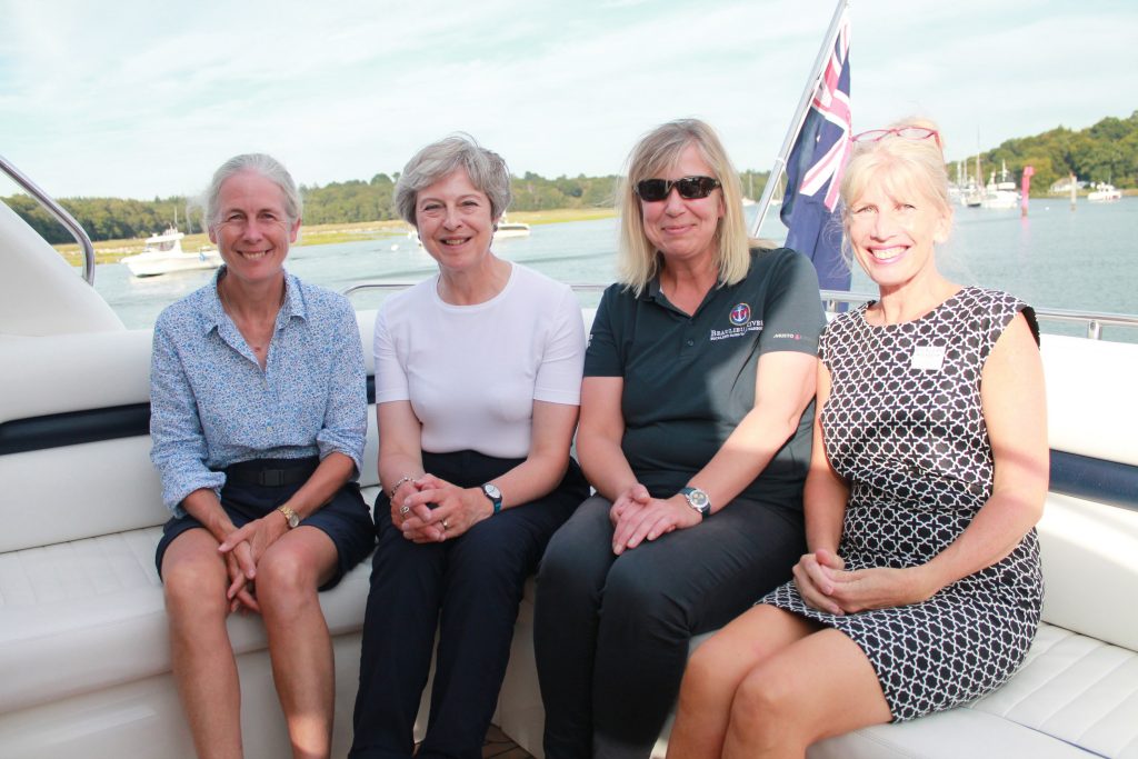 Theresa May visits Buckler’s Hard on Board Sunseeker