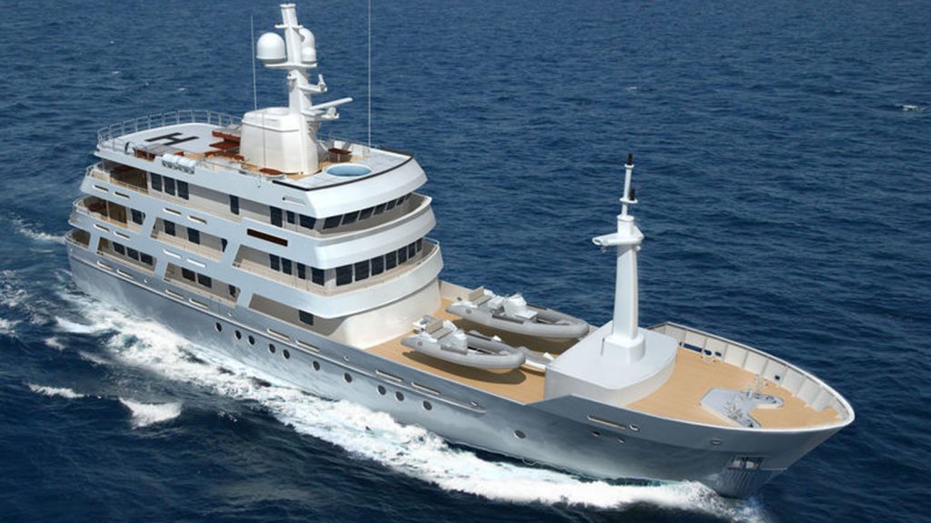 Rendering of completed yacht by Dunya Yachts