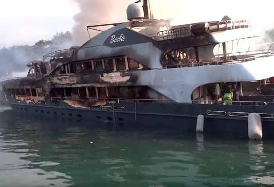 Aftermath following fire on board a superyacht