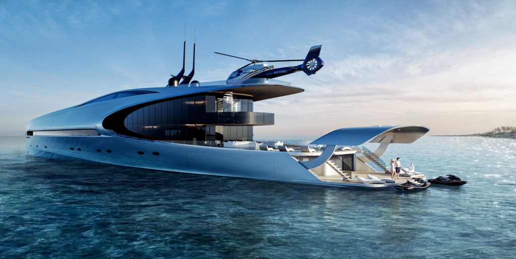 Airplane styled yacht carries its own aircraft
