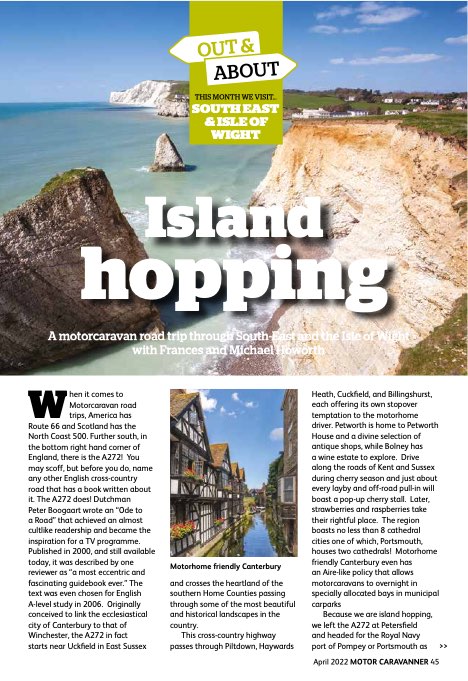 Our campervan to the Isle of Wight is about to be published in Motorcaravanner Magazine,