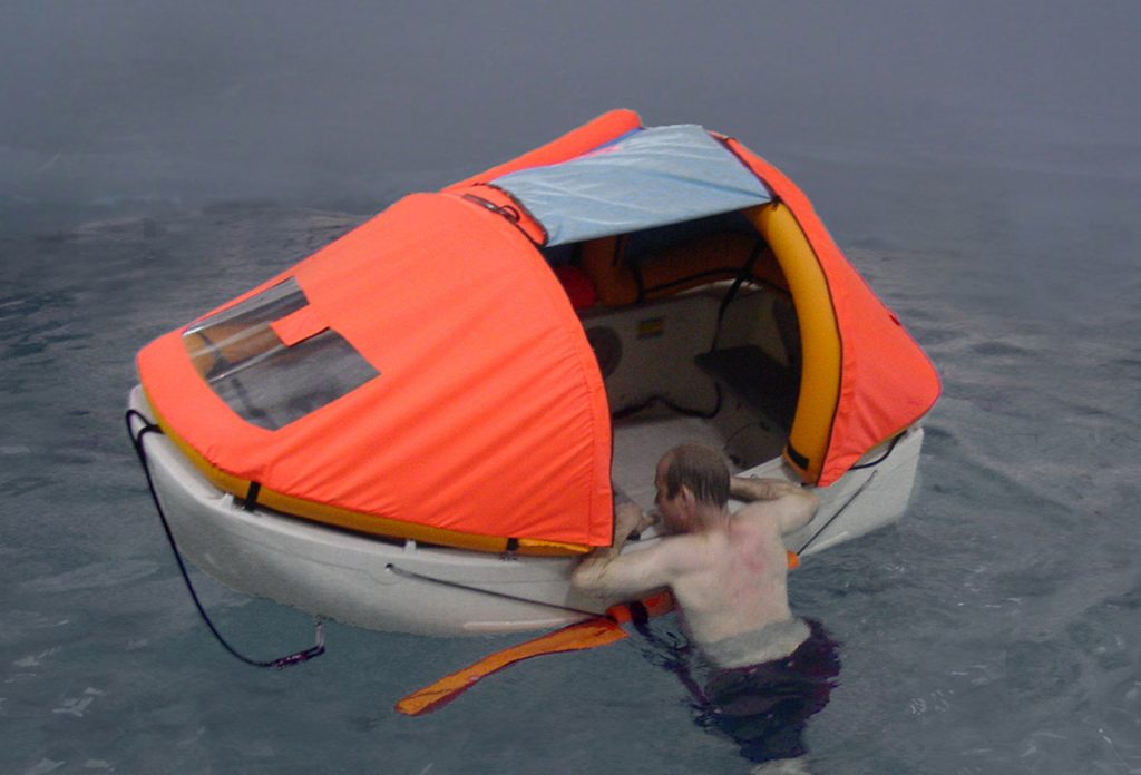 The Portland Pudgy safety dinghy is a self-rescue boat, even without the optional inflatable exposure canopy and other survival gear.
