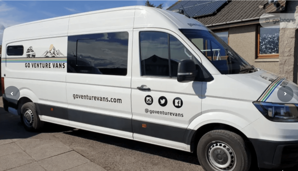 The VW Crafter sleeps four, based in Aberdeen over Easter