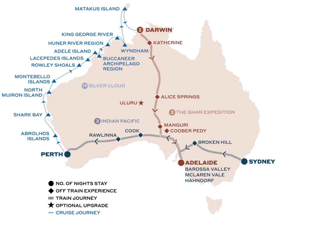 Australia by Land and Sea package using trains and ships